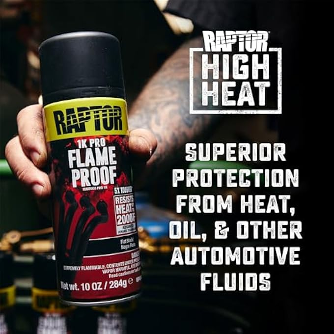 Raptor FLAMEPROOF AUTOMOTIVE BODY PAINT, PROFESSIONAL GRADE, EXTRA TOUGH PROTECTIVE SPRAY PAINT FOR HIGH HEAT, FLAT RED, 10 OZ - Image 4